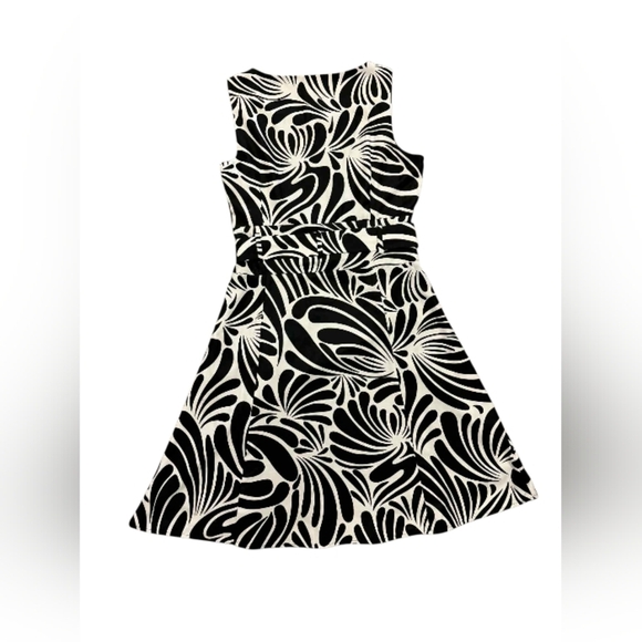Esprit Black and White Patterned Midi Dress EUC Sleevless Size 6 - Picture 6 of 10